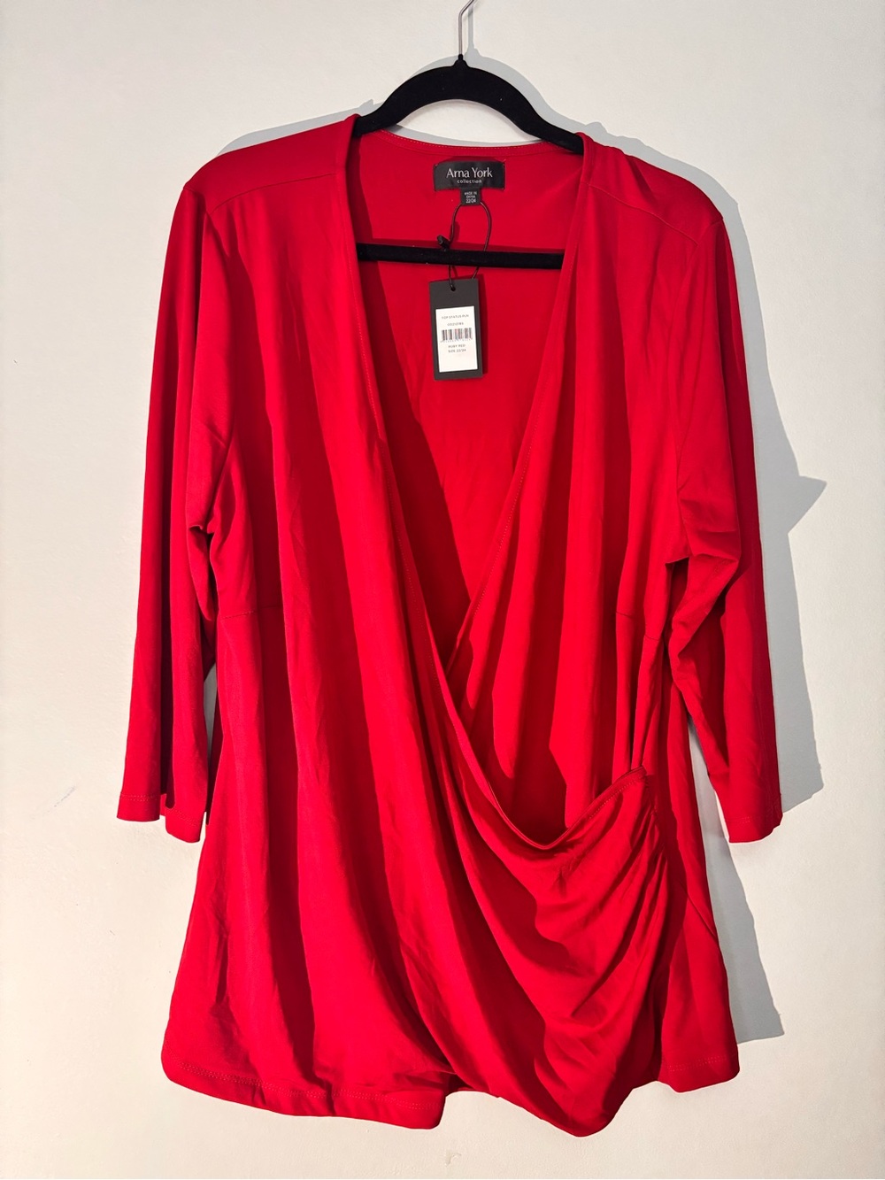Arna York Red Draped Wrap Tunic Top